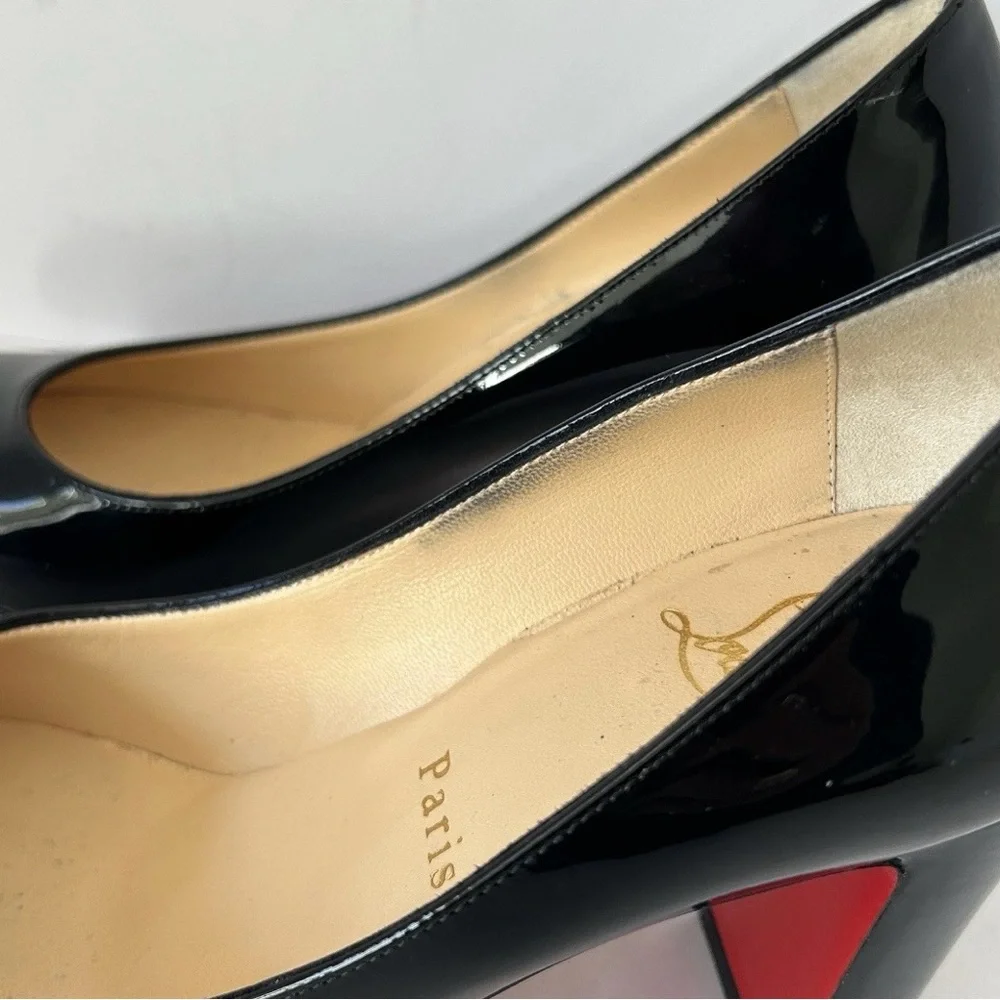 Christian Louboutin Lady Gena Pumps Heels Black Patent Leather Size 35.5 US 5.5 - Picture 13 of 13